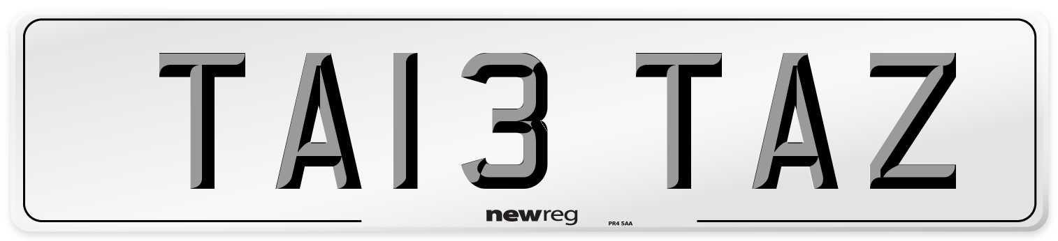 TA13 TAZ Number Plate from New Reg